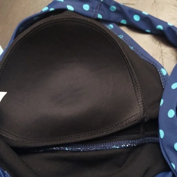 SOUTH POINT Blue Polka Dot Tiered Halter Swim Top New 14 - Picture 7 of 11
